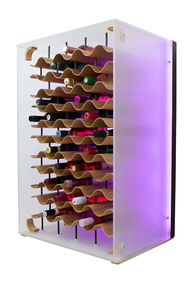 Complig Vinotéka skleněná na 60 lahví s RGB osvětlením na dálkové ovládání