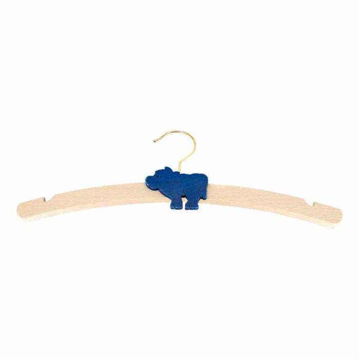 Dětské šatní ramínko dřevěné, modré, kráva - náhled