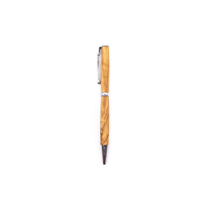 Luxusní dřevěné kuličkové pero Oliva stříbrné
