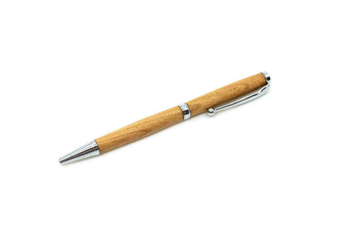 Luxusní dřevěné kuličkové pero Třešeň stříbrná