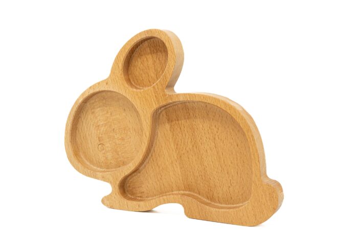 Dětský dřevěný talířek Zajíc